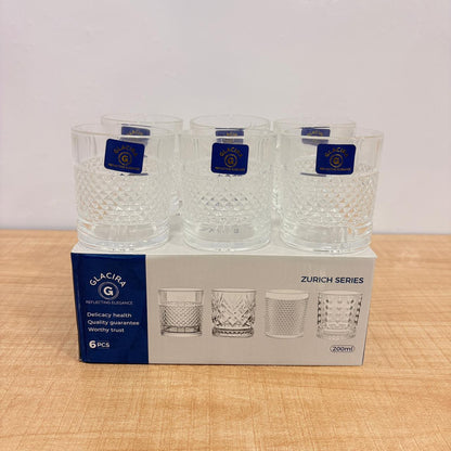 AM7795 GLACIRA ZURICH SERIES GLASS TUMBLERS SET OF 6 FOR ELEGANT DRINK SERVICE