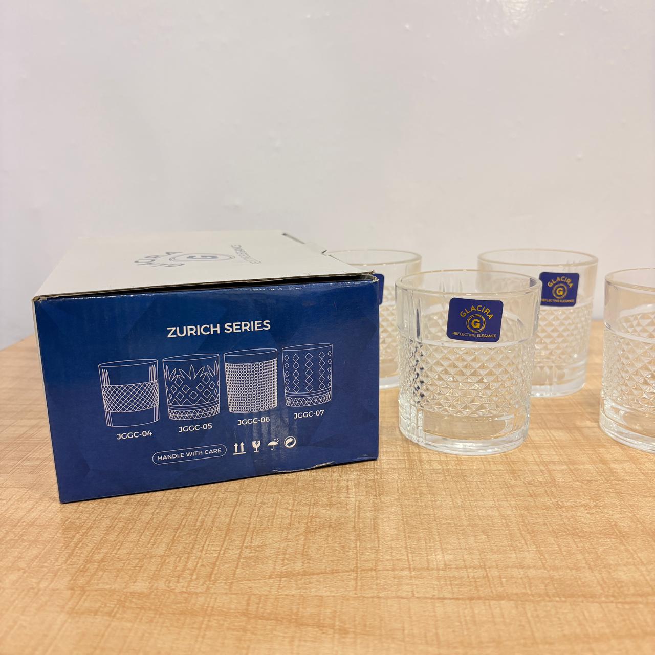 AM7795 GLACIRA ZURICH SERIES GLASS TUMBLERS SET OF 6 FOR ELEGANT DRINK SERVICE