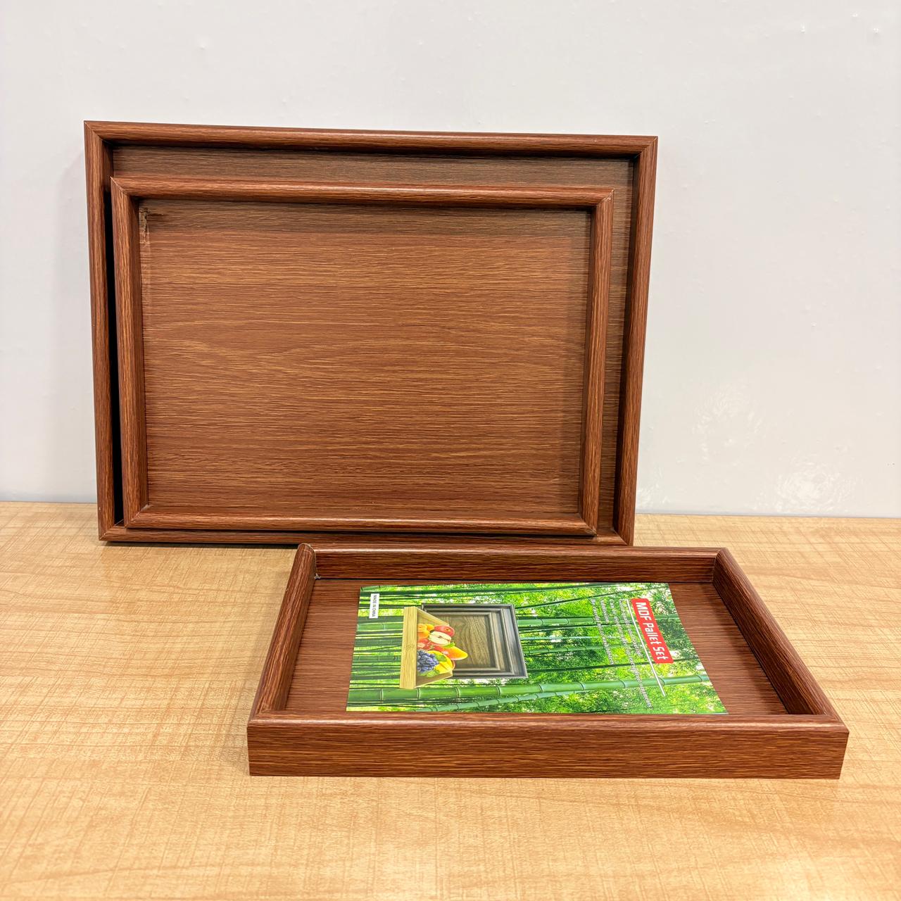 AM7796 NESTING MDF SERVING TRAY SET FOR STYLISH HOME DECOR AND KITCHEN UTILITY ORGANIZER