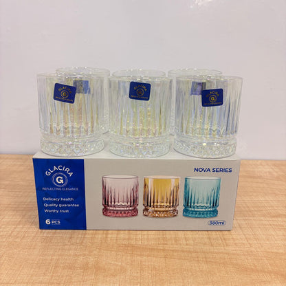 AM7797 GLACIRA NOVA SERIES GLASS TUMBLERS SET OF 6 FOR STYLISH BEVERAGE SERVING AT HOME