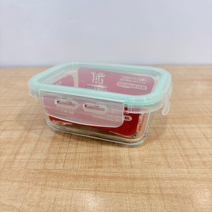 AM7798 TAG RECTANGULAR BOROSILICATE GLASS FOOD CONTAINER WITH AIRTIGHT SEALABLE LID 330ML CAPACITY