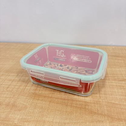 AM7800 TAG RECTANGULAR BOROSILICATE GLASS FOOD CONTAINER WITH AIRTIGHT SEALABLE LID 1000ML CAPACITY