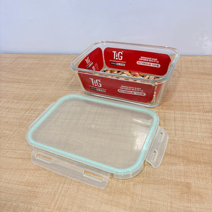 AM7801 TAG RECTANGULAR BOROSILICATE GLASS FOOD CONTAINER WITH AIRTIGHT SEALABLE LID 1500ML CAPACITY