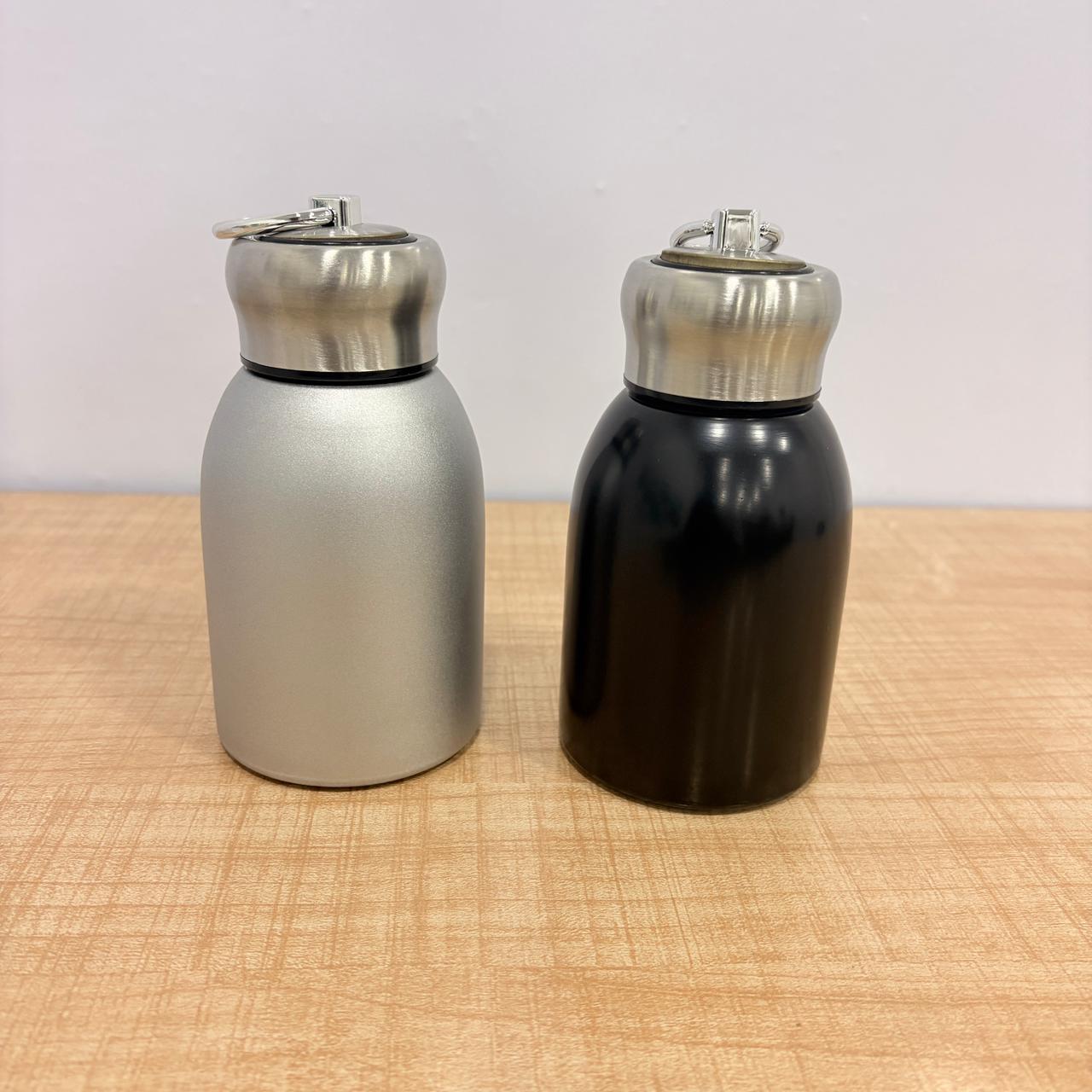 AM7802 COMPACT STAINLESS STEEL MINI BOTTLE WITH CARRYING RING FOR CONVENIENT ON THE GO HYDRATION