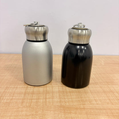AM7802 COMPACT STAINLESS STEEL MINI BOTTLE WITH CARRYING RING FOR CONVENIENT ON THE GO HYDRATION