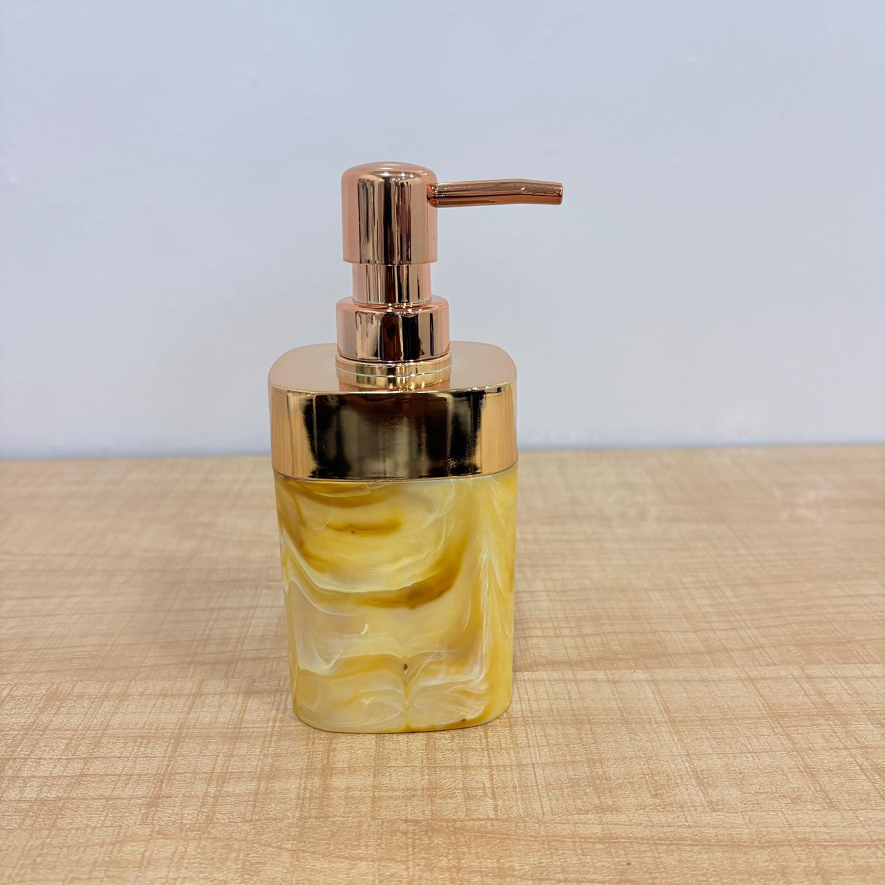 AM7785 ELEGANT MARBLE FINISH SOAP DISPENSER WITH ROSE GOLD PUMP FOR MODERN HOME DECOR