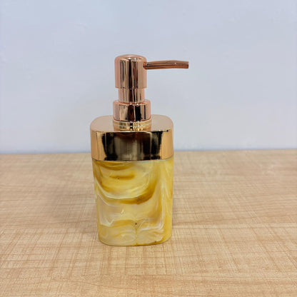 AM7785 ELEGANT MARBLE FINISH SOAP DISPENSER WITH ROSE GOLD PUMP FOR MODERN HOME DECOR