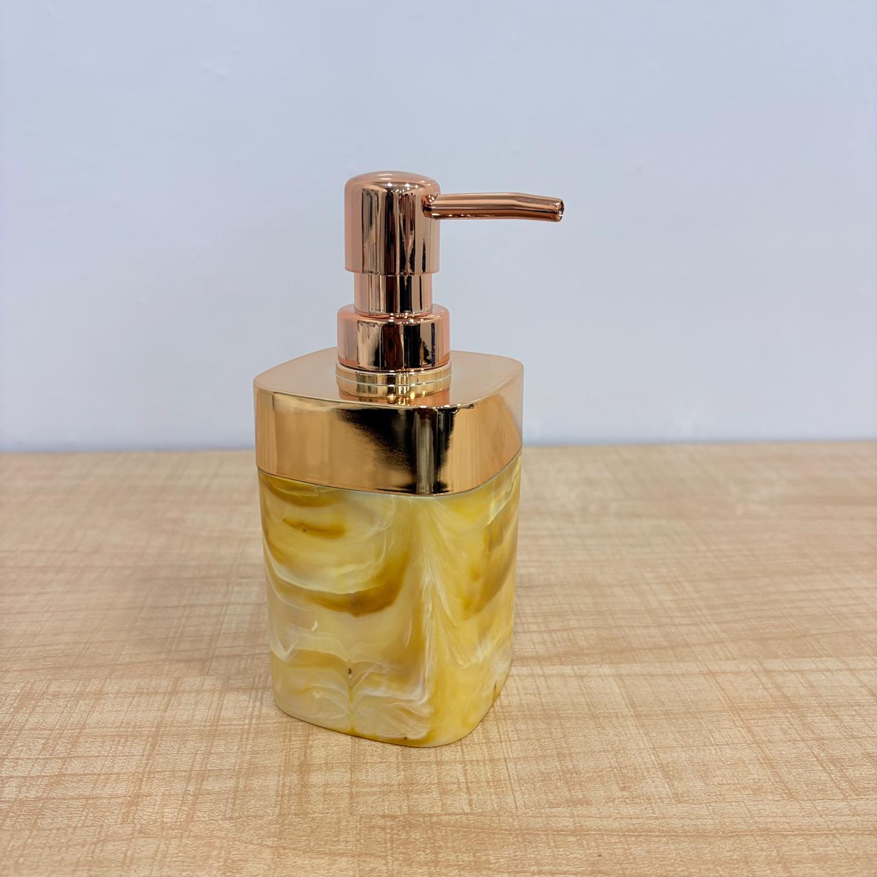 AM7785 ELEGANT MARBLE FINISH SOAP DISPENSER WITH ROSE GOLD PUMP FOR MODERN HOME DECOR