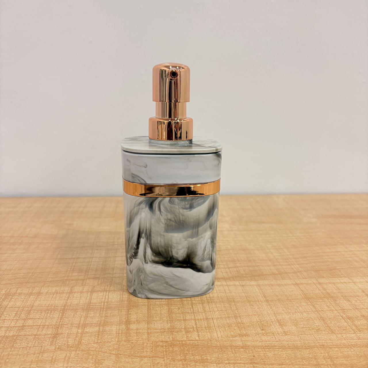 AM7786 ELEGANT MARBLE PATTERN SOAP DISPENSER WITH ROSE GOLD ACCENTS FOR MODERN BATHROOM DECOR