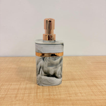 AM7786 ELEGANT MARBLE PATTERN SOAP DISPENSER WITH ROSE GOLD ACCENTS FOR MODERN BATHROOM DECOR