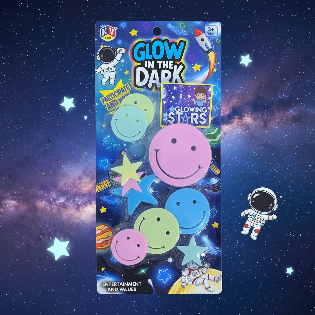AM7820 Glow in the Dark Stars and Smiley Faces Wall Decor Sticker Set