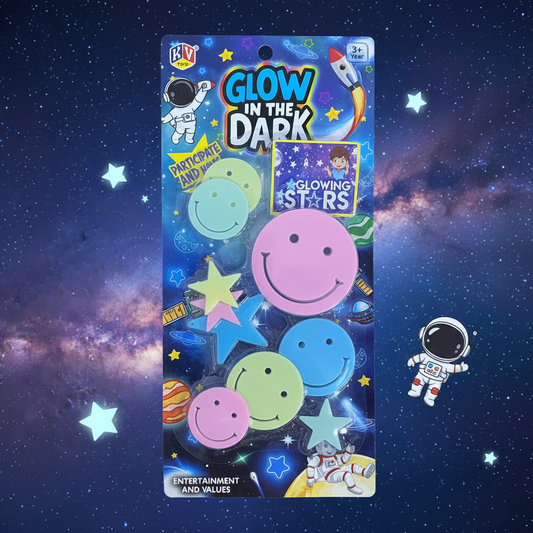 AM7820 Glow in the Dark Stars and Smiley Faces Wall Decor Sticker Set