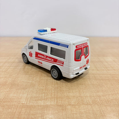 AM7819 108 Emergency Pull-Back Ambulance Toy Van with Internal LED Lights