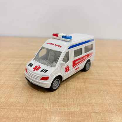 AM7819 108 Emergency Pull-Back Ambulance Toy Van with Internal LED Lights