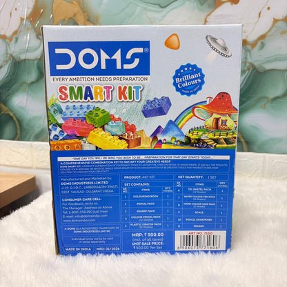 A06473 DOMS Smart Kit – Comprehensive 11-Piece Stationery & Art Set with Clear Backpack