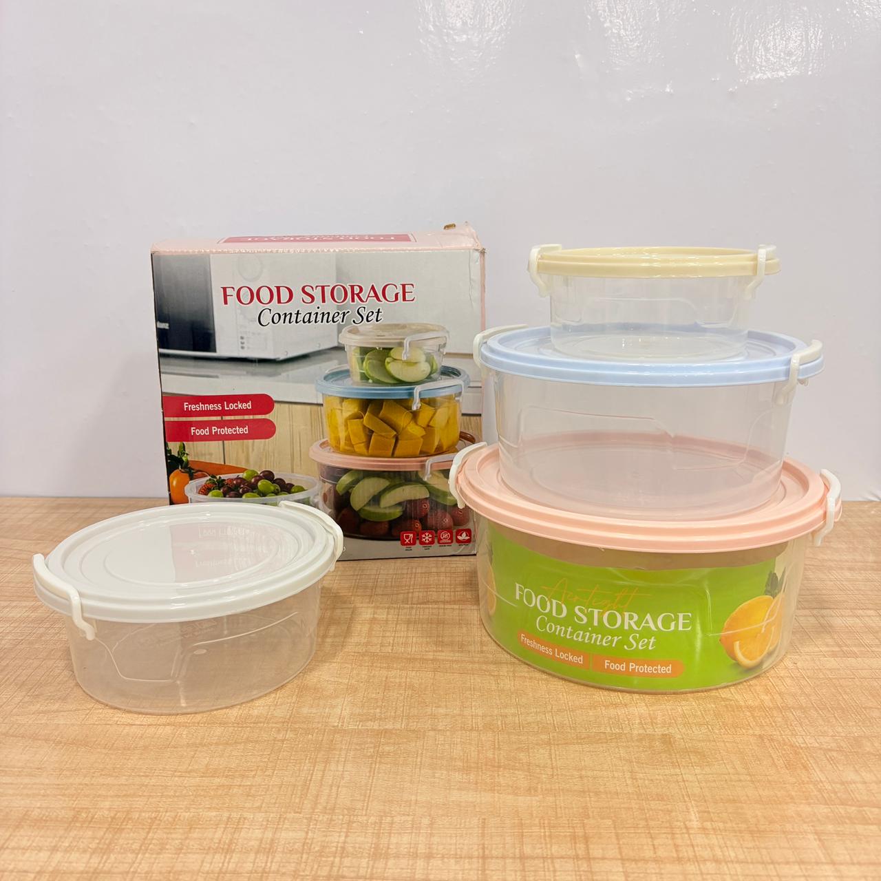 A06493 4-Piece Airtight Round Food Storage Container Set with Pastel Lids (Multi-Size, Stackable)