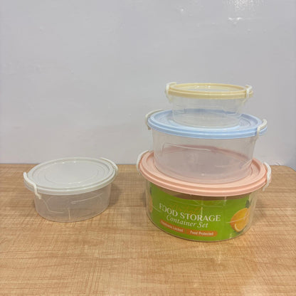 A06493 4-Piece Airtight Round Food Storage Container Set with Pastel Lids (Multi-Size, Stackable)