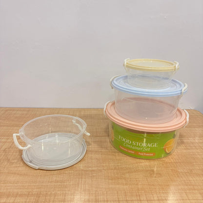 A06493 4-Piece Airtight Round Food Storage Container Set with Pastel Lids (Multi-Size, Stackable)