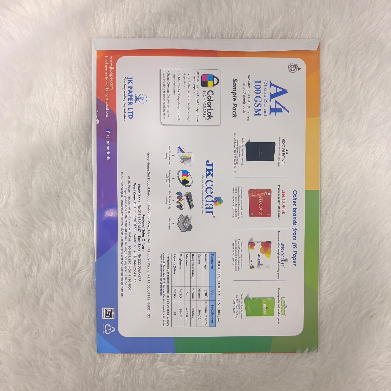 A06550 JK Cedar A4 Premium Copier Paper (100 GSM, 500 Sheets)