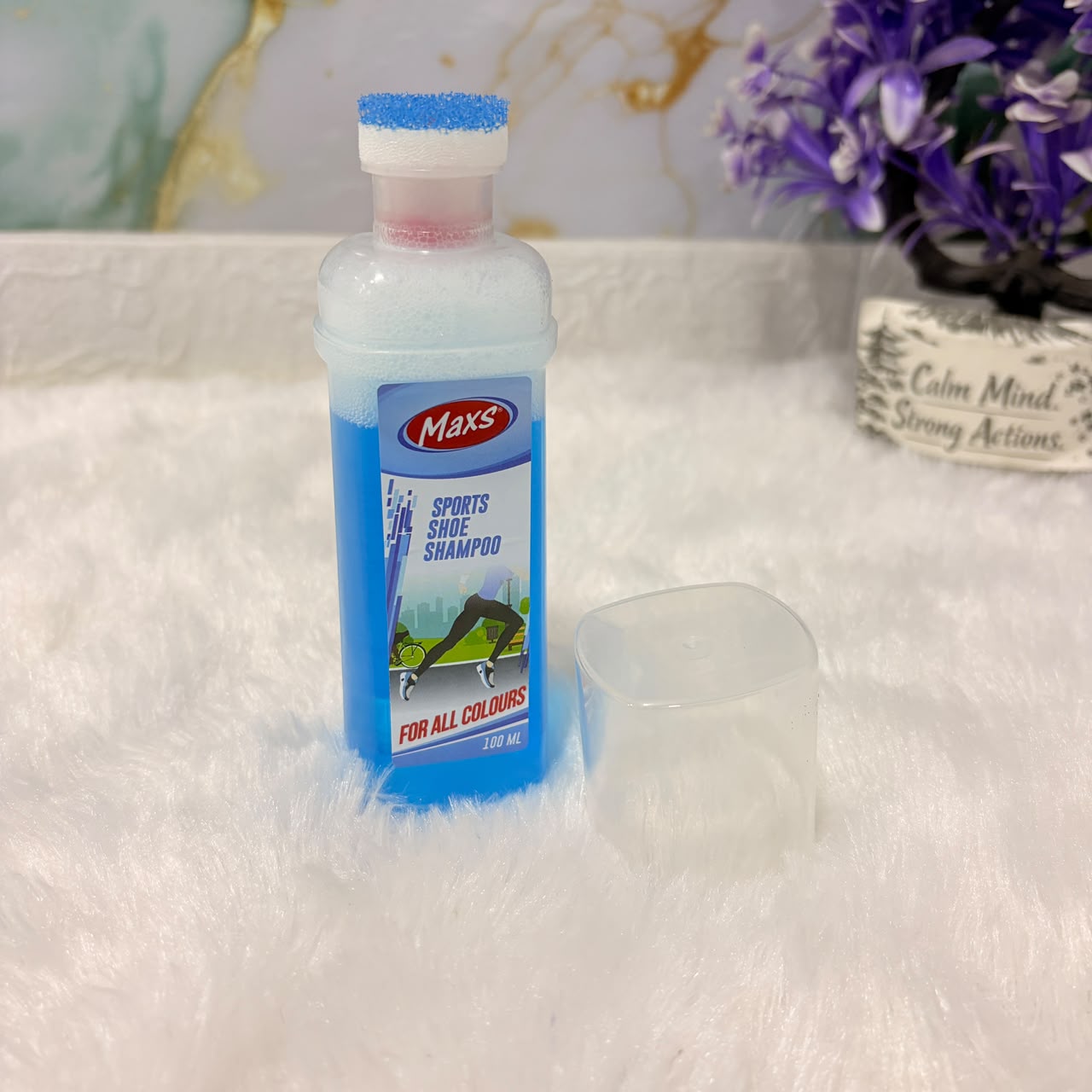 A06568 Maxs Sports Shoe Shampoo (100 ml) – For All Colours, with Built-in Brush Applicator