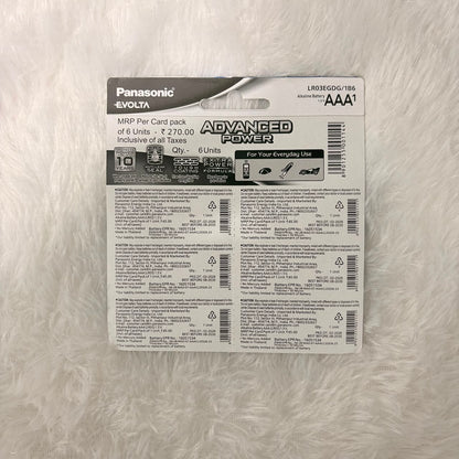 A06572 Panasonic Evolta AAA Alkaline Batteries (1.5V, Pack of 1)