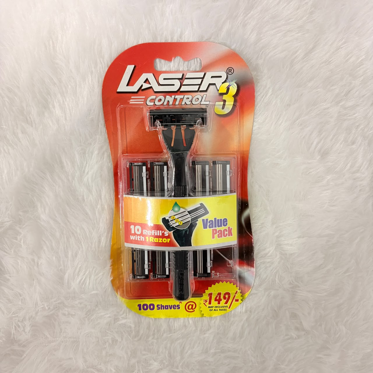 A06574 Laser Control 3 Triple Blade System Razor Value Pack (1 Razor + 10 Refills)