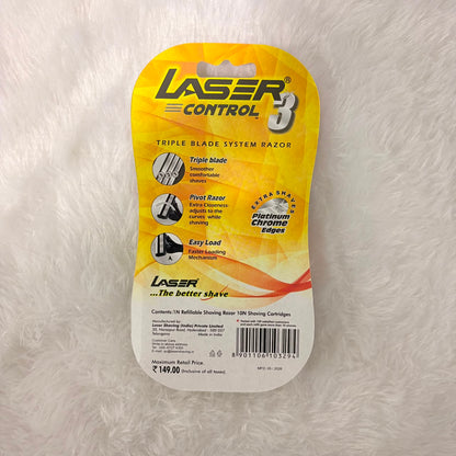 A06574 Laser Control 3 Triple Blade System Razor Value Pack (1 Razor + 10 Refills)