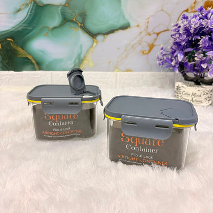 A06606 Square Flip n Lock Airtight Food Storage Container Set (700ml x 2)