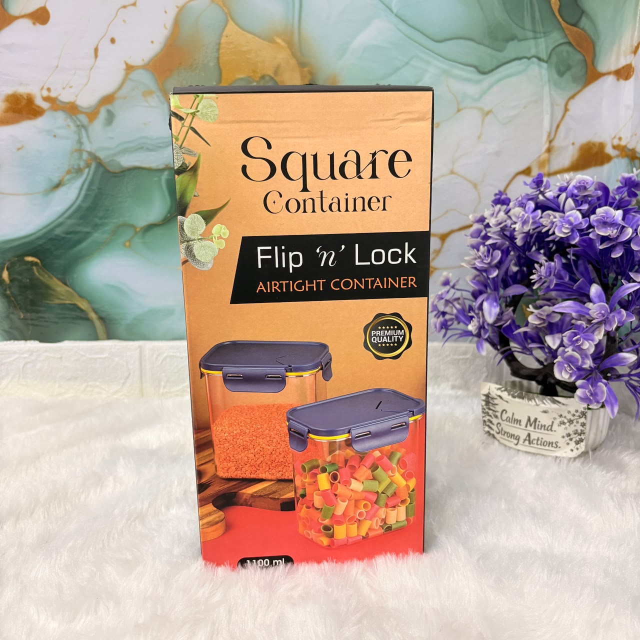 A06607 Square Flip n Lock Airtight Food Storage Container Set (1100ml x 2)