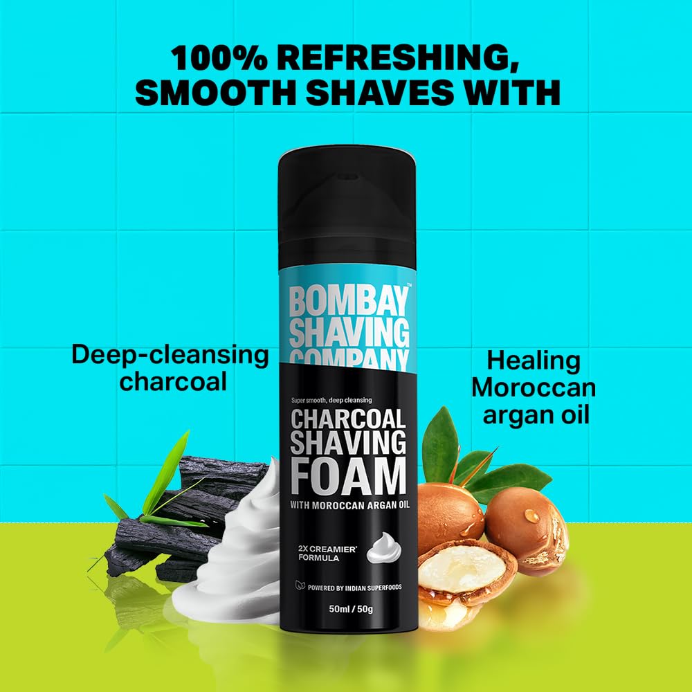 A06612 Bombay Shaving Company Charcoal Shaving Foam with Moroccan Argan Oil (50ml)
