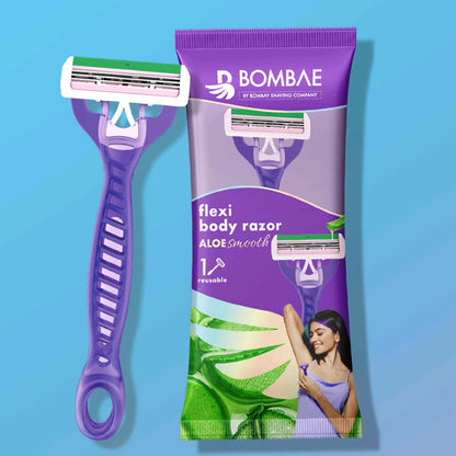 A06609 Bombae Flexi Body Razor for Women with Aloe Smooth Lubricating Strip (1 Pc)