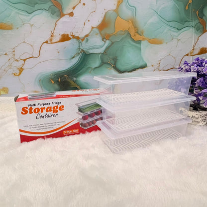 A06615 Multi-Purpose Fridge Storage Container Set (3 Pcs) – Transparent