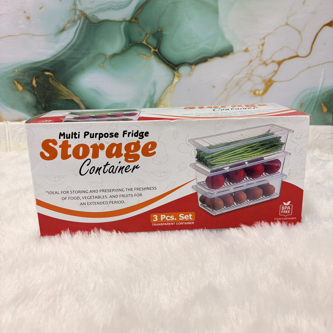 A06615 Multi-Purpose Fridge Storage Container Set (3 Pcs) – Transparent