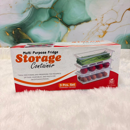 A06615 Multi-Purpose Fridge Storage Container Set (3 Pcs) – Transparent