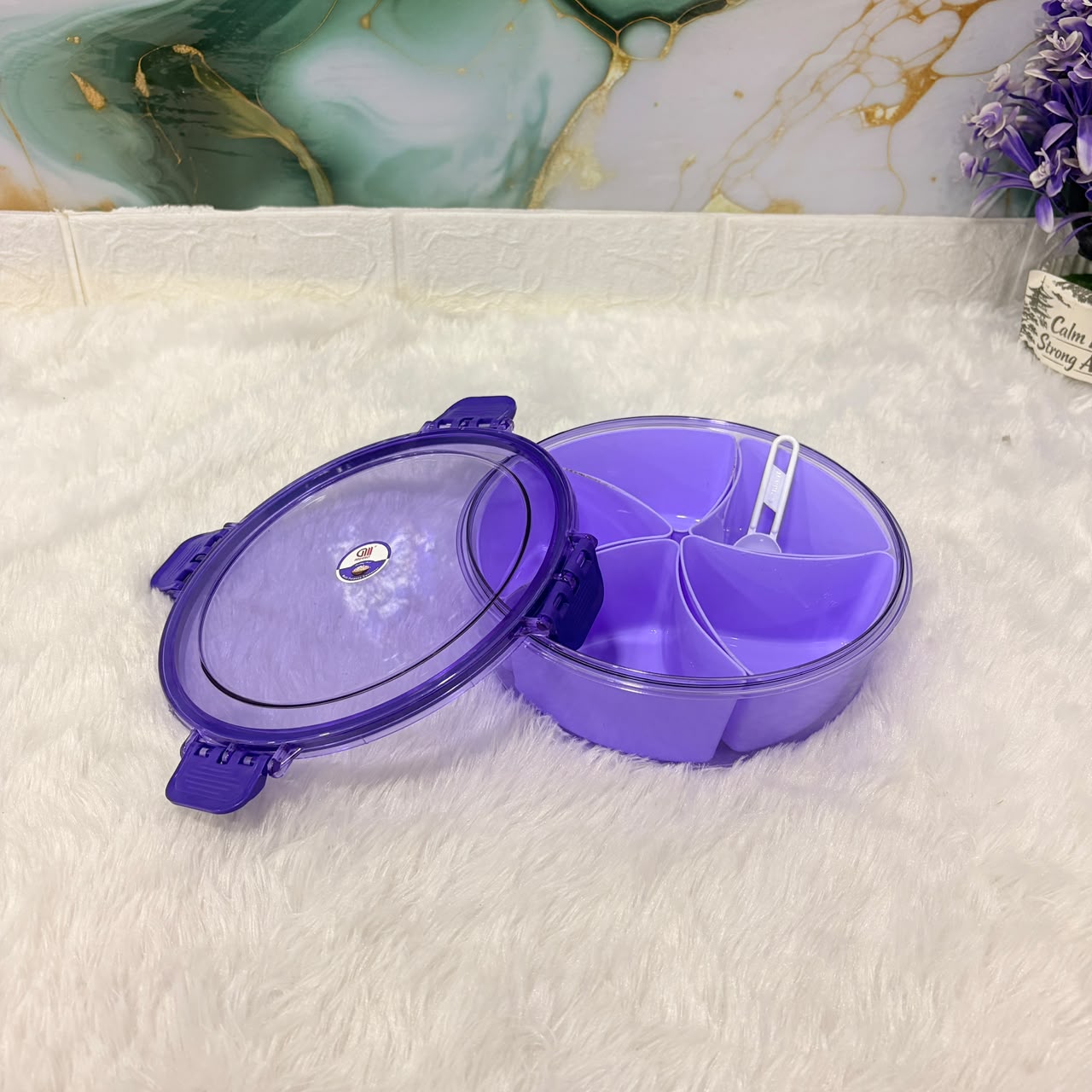 A06640 HAZELNUT PET 5-Compartment Multi-Purpose SpiceBox 333 with Spoon - Loose