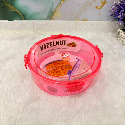 A06643 HAZELNUT 444 Round Airtight PET Plastic Kitchen Container with 4-Side Lock Lid