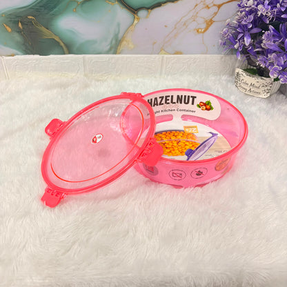 A06643 HAZELNUT 444 Round Airtight PET Plastic Kitchen Container with 4-Side Lock Lid