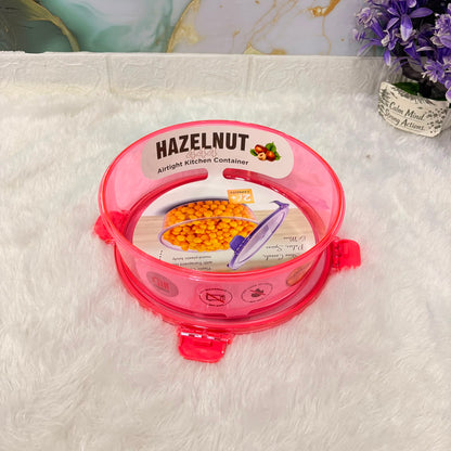 A06643 HAZELNUT 444 Round Airtight PET Plastic Kitchen Container with 4-Side Lock Lid