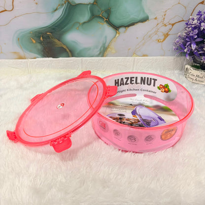 A06644 HAZELNUT 555 Round Airtight PET Plastic Kitchen Container with 5-Side Lock Lid