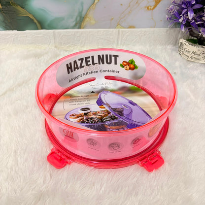 A06644 HAZELNUT 555 Round Airtight PET Plastic Kitchen Container with 5-Side Lock Lid