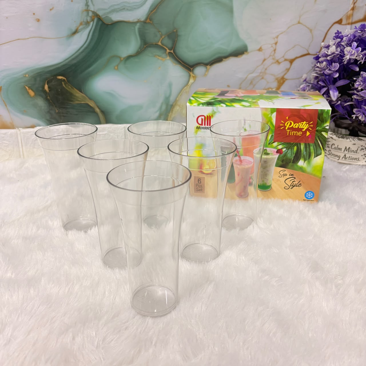 A06646 Party Time Transparent Unbreakable PET Glass Set (6 Pieces)