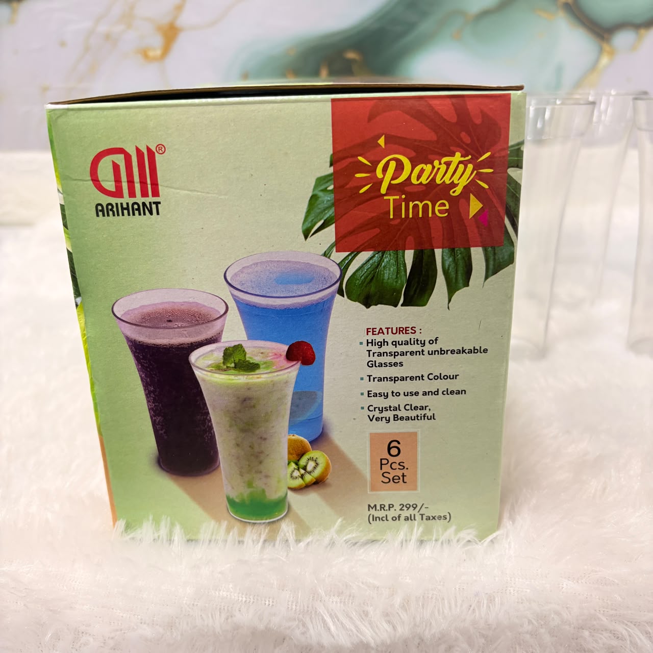 A06646 Party Time Transparent Unbreakable PET Glass Set (6 Pieces)