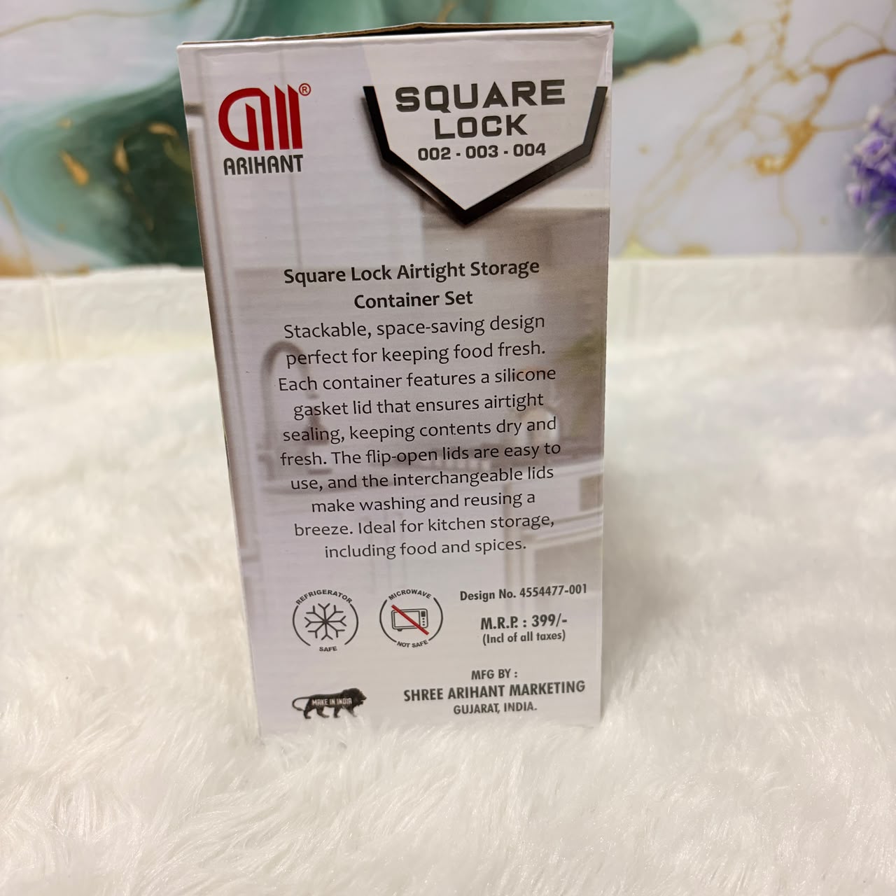 A06647 Square Lock Airtight Storage Container Set (Set of 3 Pcs - 1500ml, 850ml, & 400ml)