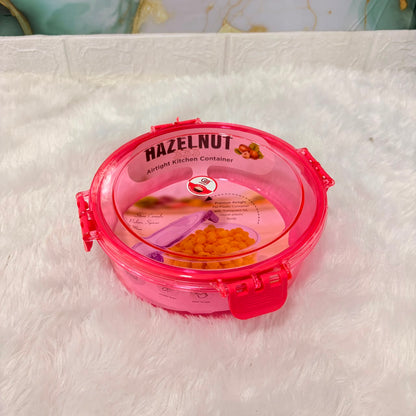 A06642 HAZELNUT 333 Round Airtight PET Plastic Kitchen Container with 4-Side Lock Lid