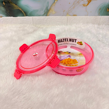 A06642 HAZELNUT 333 Round Airtight PET Plastic Kitchen Container with 4-Side Lock Lid