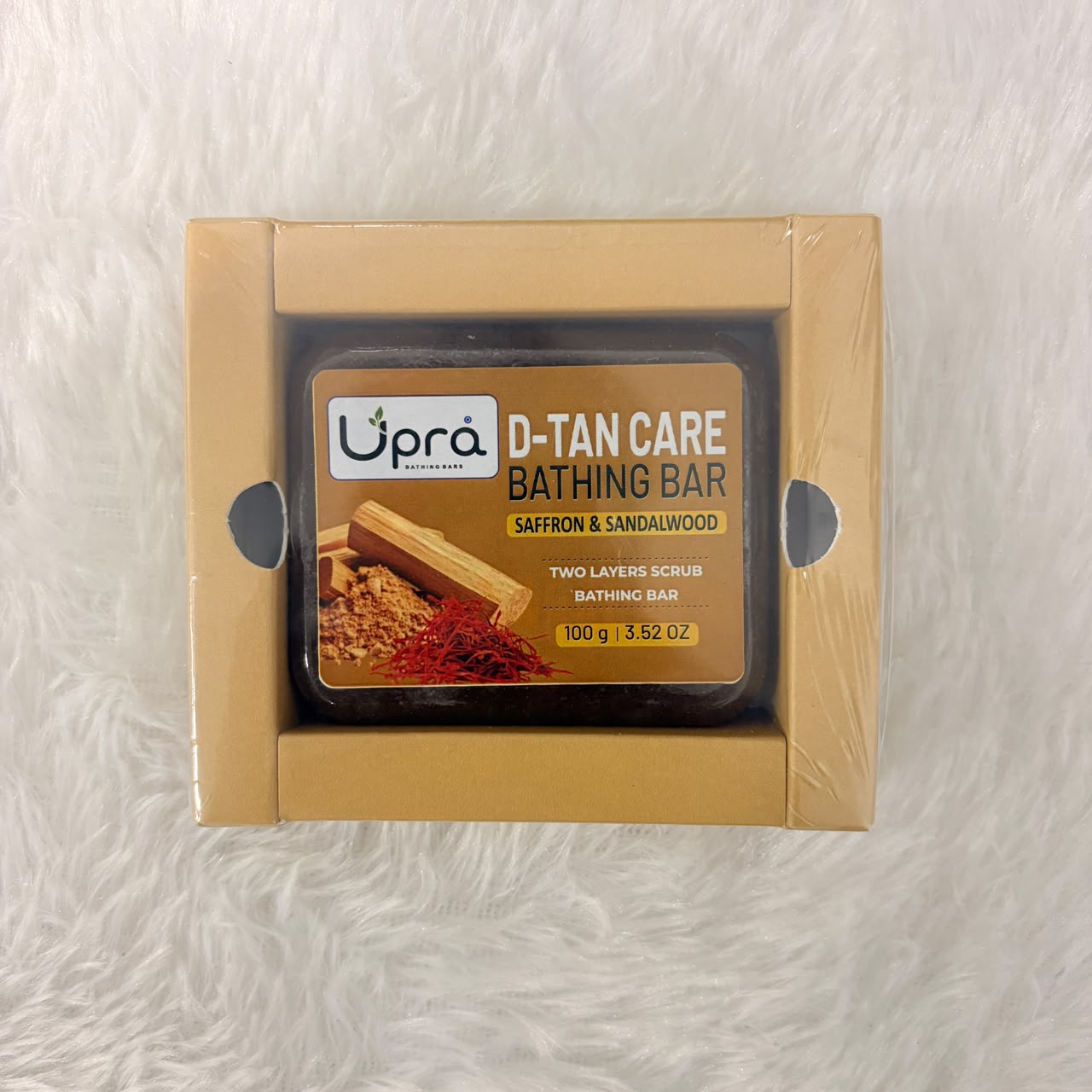 A06648 Upra Handmade D-Tan Care Bathing Soap – Saffron & Sandalwood (100g)