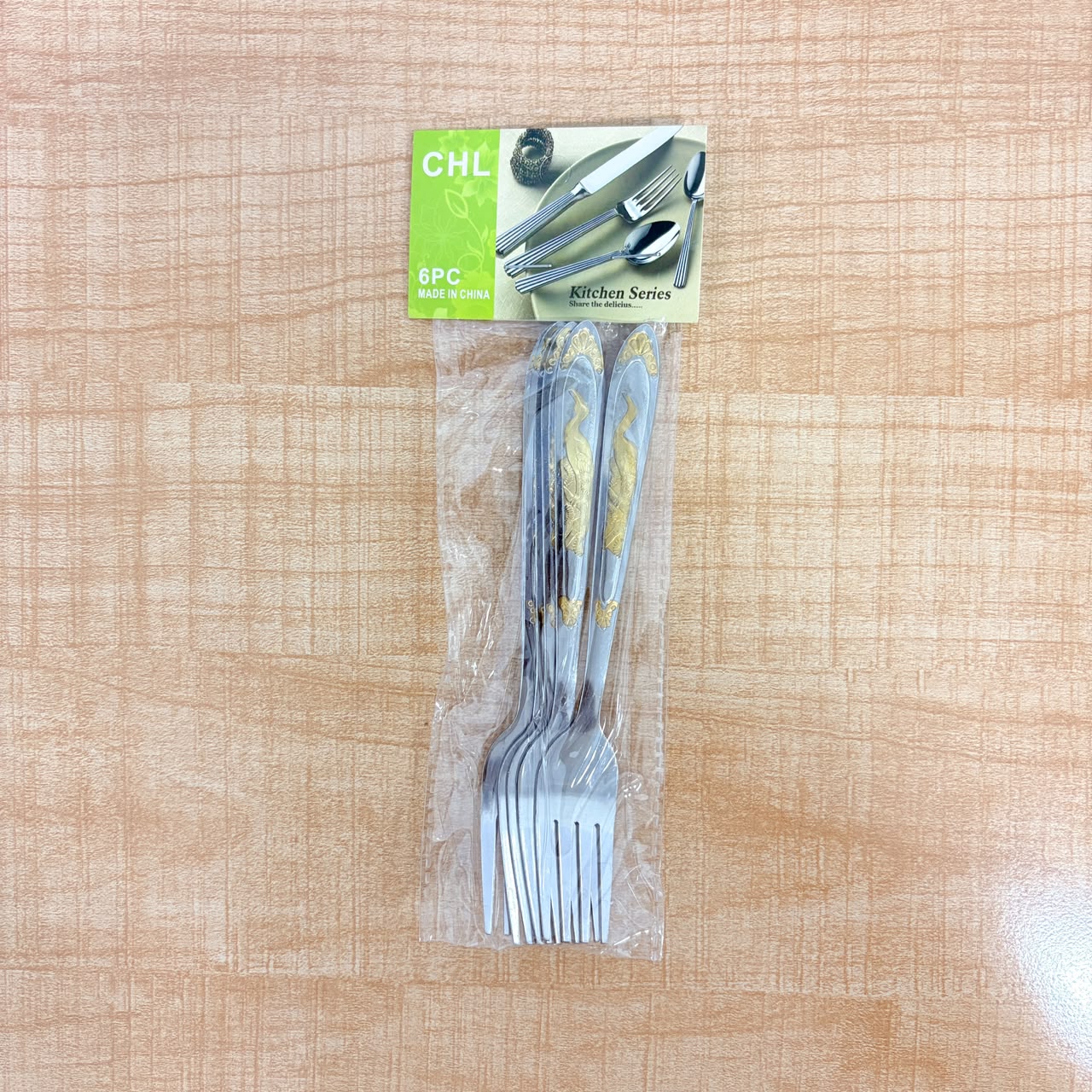 A06594 JDT-S105 Stainless Steel Gold-Designed Fork Set (6 Pieces)