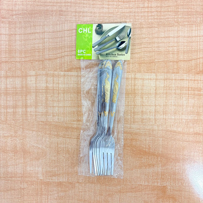 A06594 JDT-S105 Stainless Steel Gold-Designed Fork Set (6 Pieces)