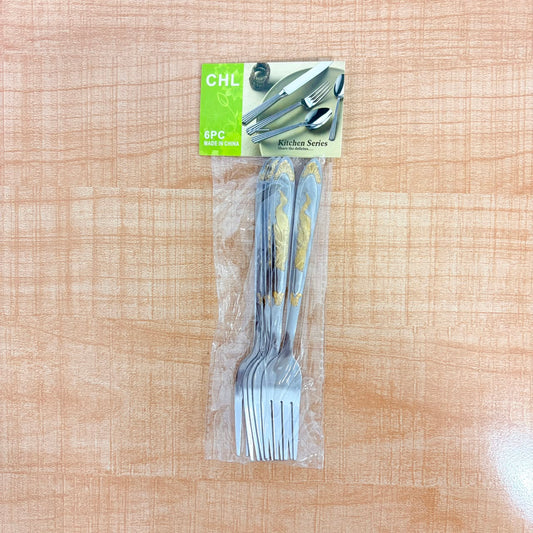 A06594 JDT-S105 Stainless Steel Gold-Designed Fork Set (6 Pieces)