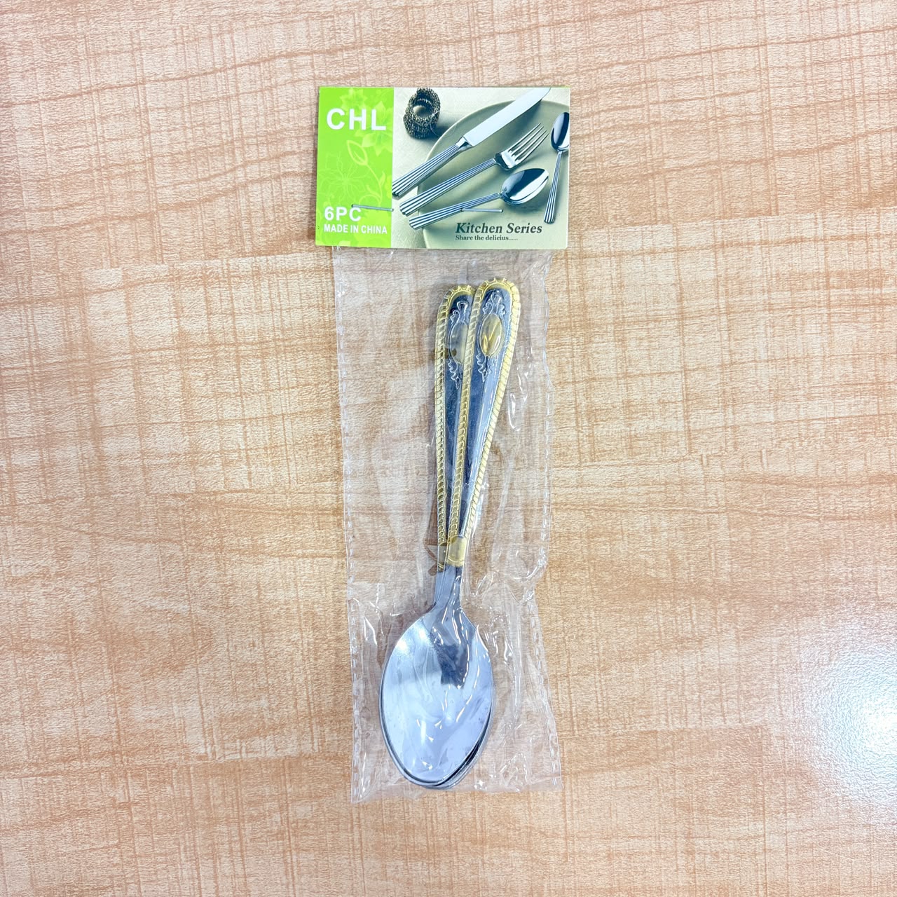 A06595 JDT-S106 Stainless Steel Gold-Plated Spoon Set (6 Pieces, 180g)